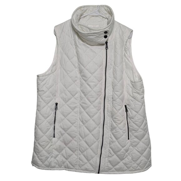 Marc New York | Andrew Marc Women's White Puffer Vest, Plus Size XXL, Full Zip - Picture 1 of 16